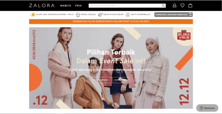 landing page zalora