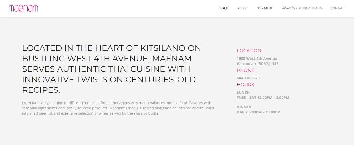 Desain Landing Page makanan dari Maenam