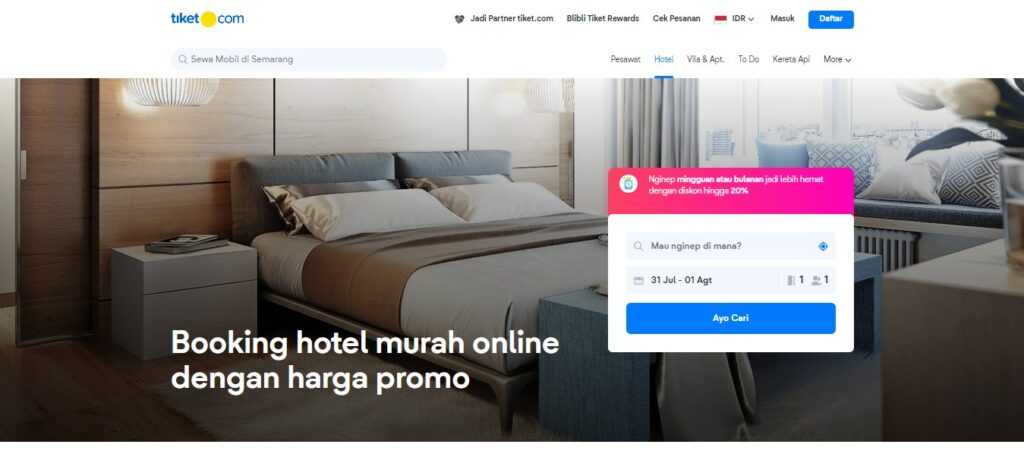 contoh web landing page tiket.com