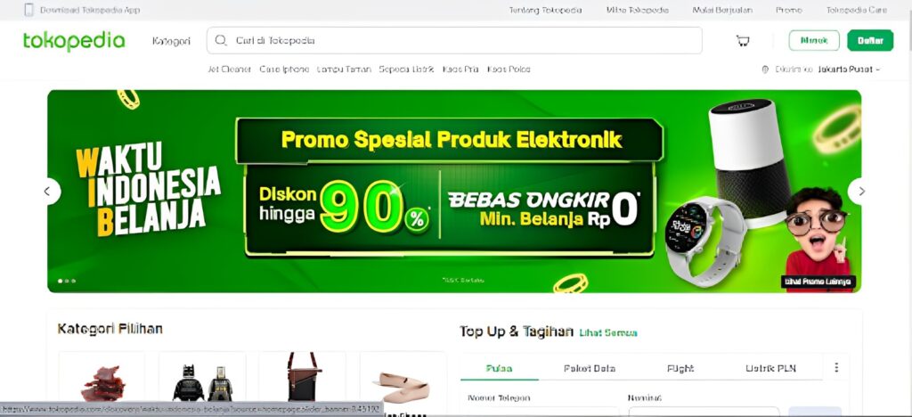 Landing page produk tokopedia 